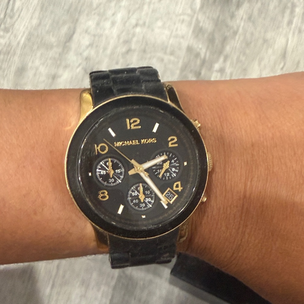 Michael Kors Black and Gold Chronograph Watch